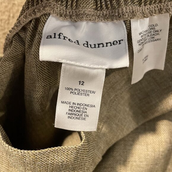 Alfred Dunner Pants Womens 12 Pull On Brown Tan High Rise Wide Leg Stretch - Picture 2 of 6